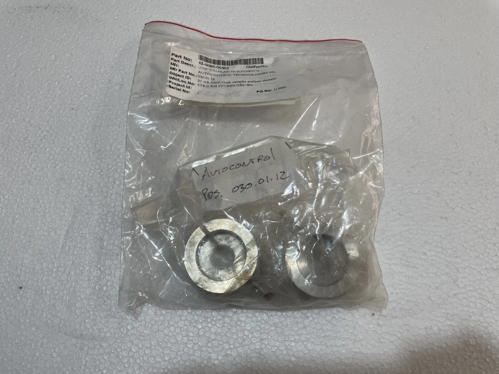 AutoControl Technologies Grab Sampler Lock Collar P/N 030.01.12 Lot of 02 Pcs